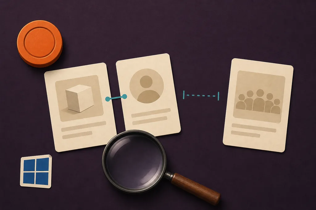 Editorial source comparison showing a product record, creator profile, platform token, and separate community result